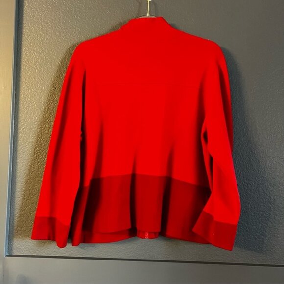 AKRIS Punto red maroon zip up sweater jacket size 16 - Picture 5 of 6
